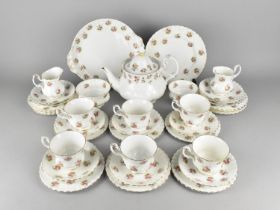 A Royal Albert Forget-me-not Rose Tea Set to Comprise Six Cups, Eleven Saucers, Fourteen Side
