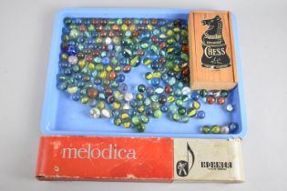 A Collection of Various Mid/Late 20th Century Glass Marbles, A Hohner Melodica, Together with a