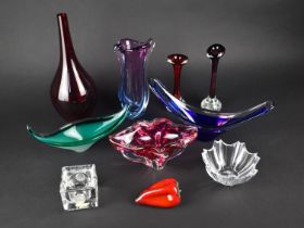 A Collection of Various 'Sommerso' Type Coloured Glass Vases, Molar Type Example, Wedgwood Plain