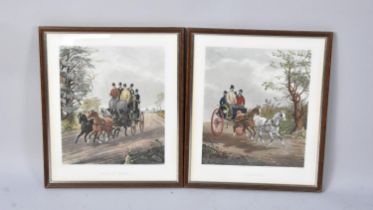 A Pair of Framed Alken Coaching Prints, "Four In Hand" and "Tandem", 35x30c,s