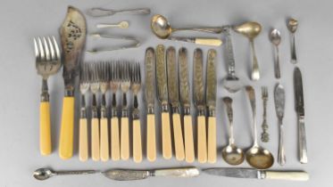 A Collection of Various Silver Plated and Other Cutlery to Comprise Set of Silver Banded Knives