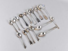 A Collection of Various Silver Teaspoons and One Fork, Various Hallmarks etc, 210g