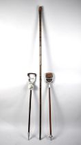 Two Vintage Shooting Sticks together with a Tall Bamboo Walking Staff, 164cms Long