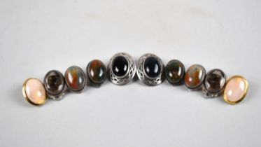 A Collection of Various Silver Mounted Clip on Earrings, Various Stones to include Agate etc