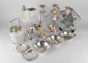 A Collection of Various Silver Plate to Comprise Pair of Two Sheffield Plated Three Branch