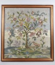 A Gilt Framed Tapestry Depicting Dog and Bird Under Tree, 42x46cms