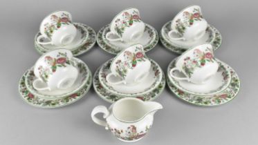 A Portmeirion China Summer Garland Tea Set to Comprise Six Cups, Saucers, Side Plates and a Milk Jug