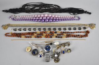 A Collection of Various Costume Jewellery to comprise Beaded Necklaces, Brooches Etc