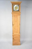 A Modern Tall Pine Longcase Clock with Battery Movement