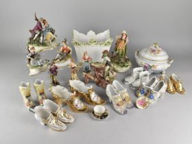 A Collection of Various Italian Capo De Monte Ceramic Figures and Figural Groups Together with a
