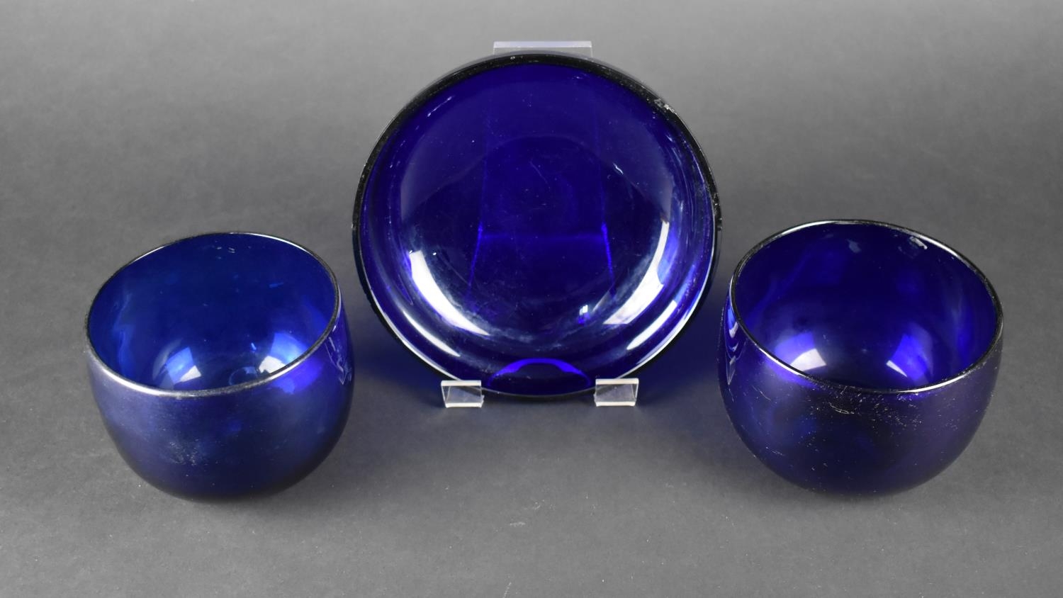 Three Pieces of 19th Century Cobalt Blue Glass to Comprise Two Bowls and a Shallow Bowl - Image 2 of 3