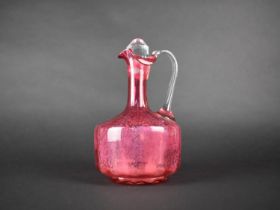 A Late Victorian Cranberry Glass Ewer, 21cm high