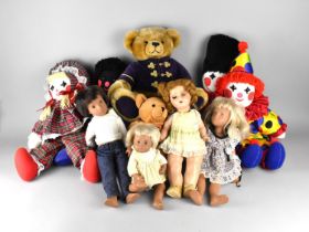 A Collection of Various Dolls to include Soft Toy Clowns, Hamsley Bear, Vintage Doll etc