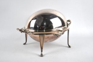 An Edwardian Walker & Hall Silver Plated Kidney/Breakfast Dish on Claw Feet with Hinged Top, 35cms