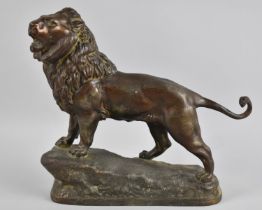 A Late Victorian/Edwardian Bronzed Spelter Figure of a Lion, 22cms Wide