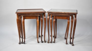 A Pair of Mid 20th Century Mahogany Nests of Three Tables, Some Joints Requiring Attention, Each