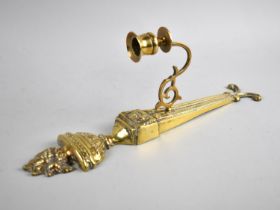 A Late 19th/Early 20th Century Wall Hanging Brass Candle Holder in the Adam Style, 35cms High