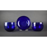 Three Pieces of 19th Century Cobalt Blue Glass to Comprise Two Bowls and a Shallow Bowl