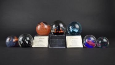 Seven Various Caithness Paperweights to Comprise Inferno, Moonflower, Two Cauldron, Blaze,