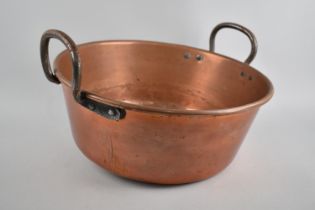 A Large Copper Two Handled Cooking Pan, 39cms Diameter