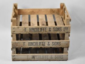 A Set of Three Vintage Wooden Potato Chitting Trays for S Hinchliffe and Son, Each 60cms Long