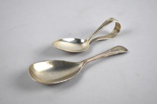 A Silver Caddy Spoon with Banded Trim by R F Mosley & Co (Robert Fead Mosley), Sheffield 1925,