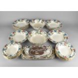A Collection Royal Cauldon "Victoria" Pattern Dinner Wares to Comprise Twelve Large Shallow Bowls,