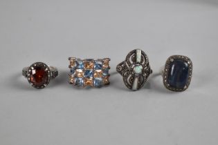 Four various Silver Mounted Rings, Various Stones to Include Opal etc