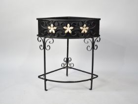 A Mid 20th Century Wrought Iron Corner Planter with Scrolled Decoration, 56cms Wide