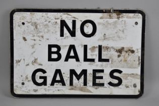 A Modern Rectangular Wall Sign 'No Ball Games', 30cms by 20cms
