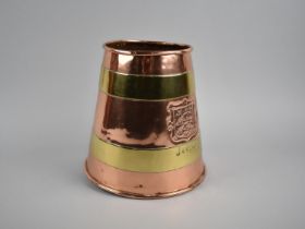 A Copper and Brass Planter inscribed with the Arms of Jersey, 20cms High