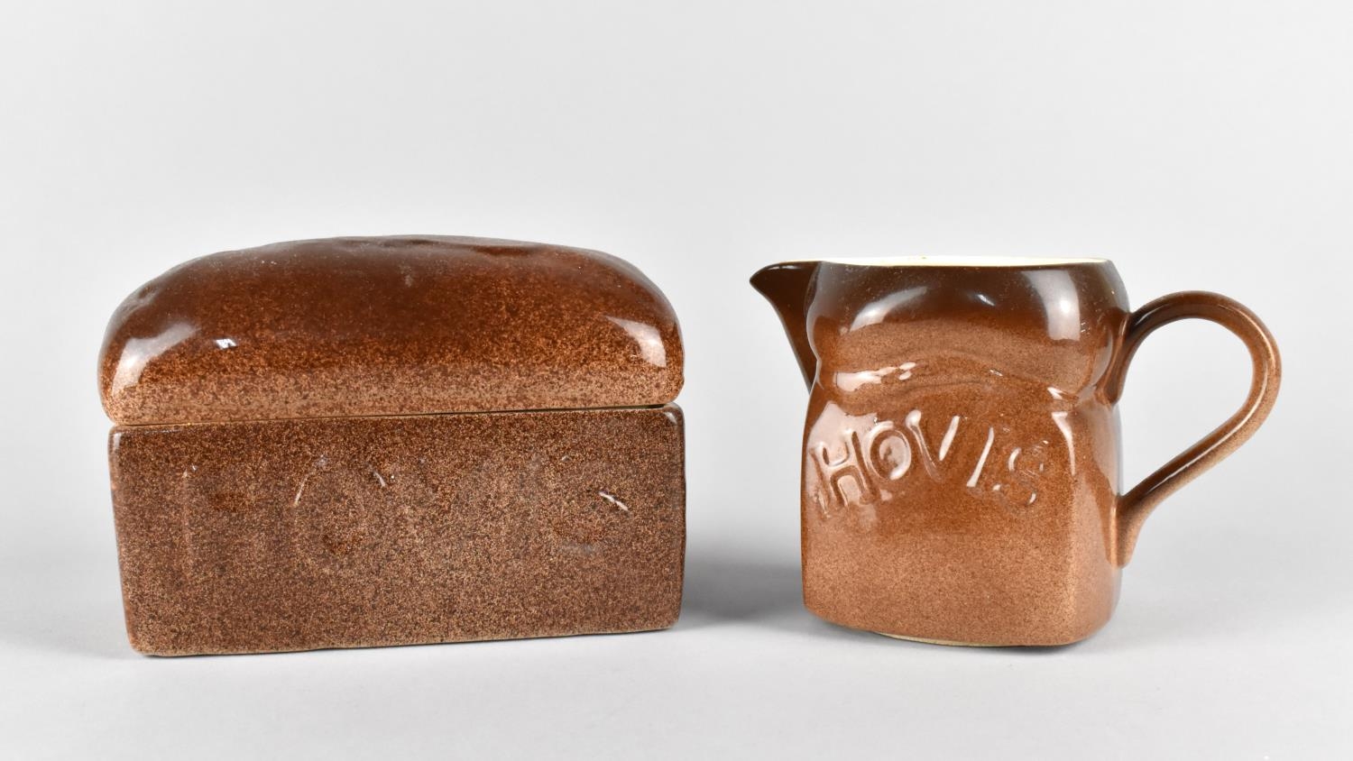 A Carlton Ware Novelty Butter Dish in the Form of a Hovis Loaf of Bread, 14cm wide and 9cm high