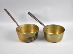 Two Late 19th/ Early 20th Century Brass Saucepans with Iron Handles