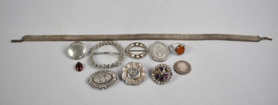A Collection of 19th Century and Later Silver and White Metal Jewellery to include George III