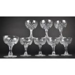 A Set of Eight Nice Quality Cut Glass Coupes, 13cm high and 10cm Diameter