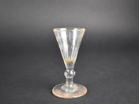 A 19th Century Glass Toasting Glass with Facet Cut Trumpet Bowl on Knopped Stem and Circular Foot,