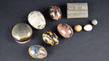 A Collection of Various Polished Stone Eggs, Paperweights Etc