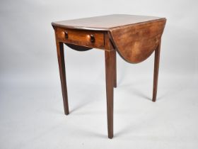 A Mahogany Drop Leaf Oval Topped Occasional Table on Square Tapering Supports, 71cms Wide