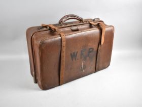 A Vintage Leather Case Monogrammed WFP, 51cms Wide