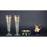 A Pair of 19th Century Drinking Glasses with Flute Bowls Decorated in Gilt with Swag Decoration 19.