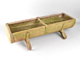 A Small Galvanised Iron Pig Feeding Trough, 63cms Wide