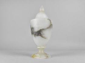 A Modern Alabaster Vase and Cover, 23.5cms High
