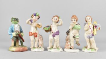 A Set of Four Capo di Monte Cherub Figures Together with a Continental Anthropomorphic Porcelain