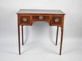 An Edwardian Inlaid Mahogany Lowboy with Shallow Centre Drawer Flanked by Two Smaller Deeper