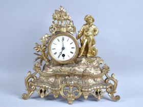 A Late 19th/Early 20th Century Gilt French Mantel Clock, 29cms High