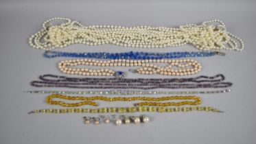 A Collection of Mid 20th Century and Later Necklace to include Glass and Faux Pearl Bead Necklace