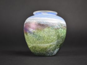 An Iridescent Studio Glass Vase of Globular Form, 9cm high
