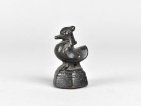 An Early Chinese Bronze Opium Weight in the Form of a Mandarin Duck, 5.25cms High