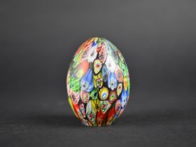 A Glass Millefiori Egg Paperweight, 6cm high
