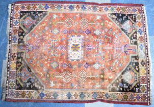 A Vintage Patterned Woollen Rug, 155x113cms